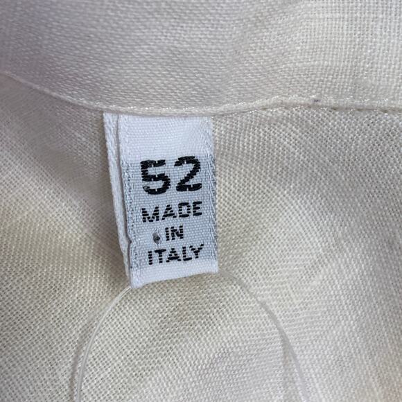 BYBLOS Size L Cream Gold Embroidery Linen One Pocket Long Sleeve Shirt - Picture 10 of 13